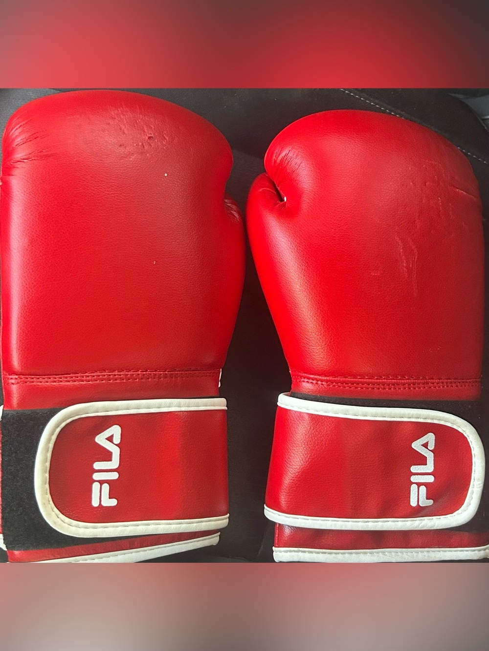 Red Fila Fitness adult boxing gloves